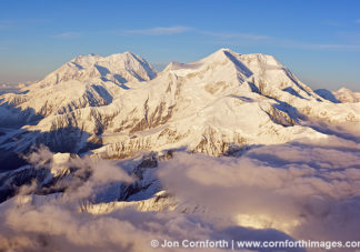 Mt McKinley & Mt Foraker Sunset Aerial 8