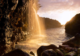 Queen's Bath Waterfall Sunset 4