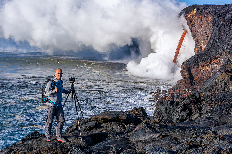 Jon Cornforth Photographing Lava